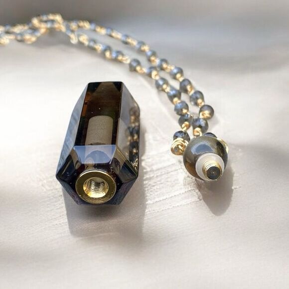 NWT New Aviva Stanoff Smoky Brown Quartz Crystal Bottle Pendant Necklace - Picture 5 of 8